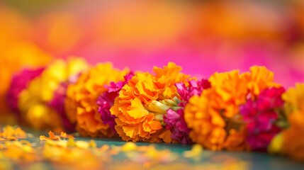 Canvas Print - Vibrant Marigold Flowers in Full Bloom with Soft Focus Background