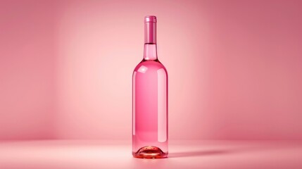 Wall Mural - Pink wine bottle on background. Product packaging brand design. realistic