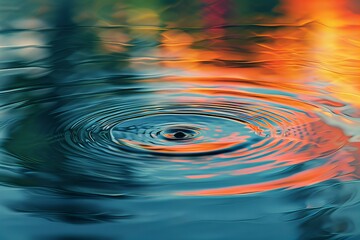 Canvas Print - Close up of water surface with circular ripples