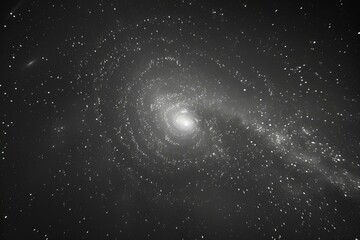 Wall Mural - Close up of spiral galaxy on black background