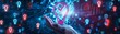 © JK_kyoto - Futuristic hands cradling a holographic light bulb with a checkmark