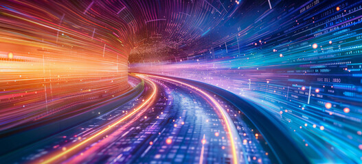 technology screen with abstract high speed technology pov motion blur