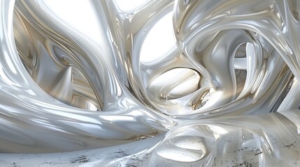 Wall Mural - fluid mental, water, white, silver, mirror, infinity, futurism, science fiction, background, extreme