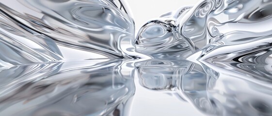Wall Mural - fluid mental, water, white, silver, mirror, infinity, futurism, science fiction, background, extreme