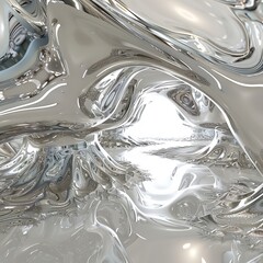 Wall Mural - fluid mental, water, white, silver, mirror, infinity, futurism, science fiction, background, extreme
