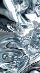 Wall Mural - fluid mental, water, white, silver, mirror, infinity, futurism, science fiction, background, extreme