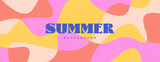 Fototapeta  - Horizontal summer banner, colorful abstract background, with organic, fluid shapes.