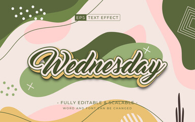 Poster - summer retro 3d text effect. wednesday font text with memphis background