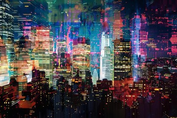 Wall Mural - Digital cityscape