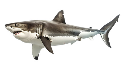 Wall Mural - Great White Shark isolated on white background
