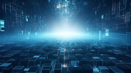 Futuristic digital grid with blue hues