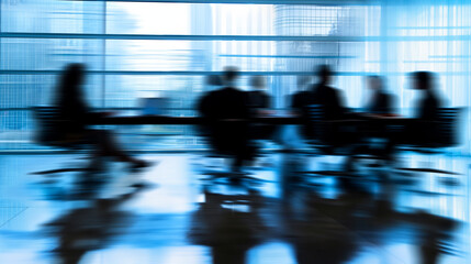 Poster - blurred shot of business people in a meeting, business background 