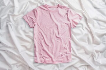 digitally enhanced pink tshirt on white cotton background dynamic textile display with studio lighting fashion apparel mockup illustration