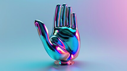 Wall Mural - Metallic Hand in Bold Chromaticity with soft background.