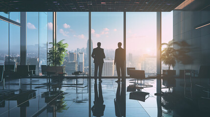 businessmen in modern office discussing future business plans 