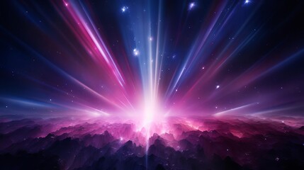 Wall Mural - Pink and blue light bursts on a dark background