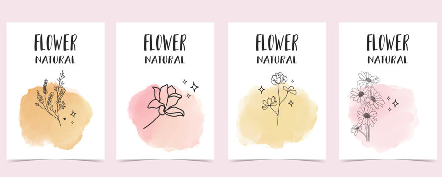 flower background with lavender,sunflower.illustration vector for a4 page design