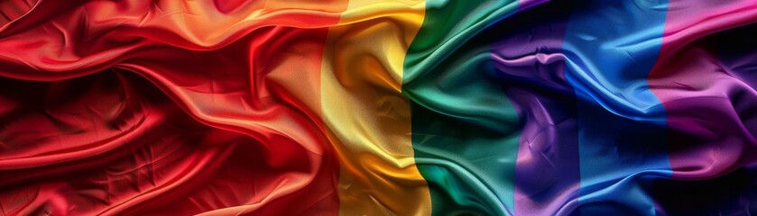 A beautiful flowing Pride flag. The colors are vibrant and the fabric looks soft.