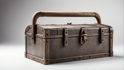 Canvas Print - vintage antique toolbox on plain white background from Generative AI