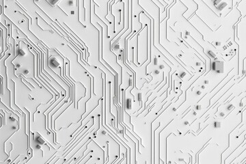 Wall Mural - White tech circuitry pattern