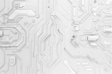 Wall Mural - White tech circuitry pattern