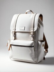 Canvas Print - white backpack on plain white background from Generative AI