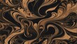 © Arceli - brown on black theme marbled paper design illustration from Generative AI