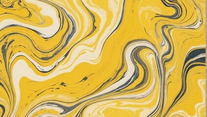 Wall Mural - yellow theme marbled paper design illustration from Generative AI