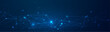 © nongkran_ch - Vector molecule, Network Connected lines with dots, technology on blue background. Abstract internet network connection design for web site. Digital data, communication, science and futuristic concept