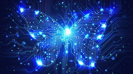 Poster - butterfly circuit technology, butterfly shape combined with electronic pattern circuit