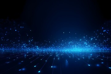 Captivating Dark Blue Futuristic Digital Technology Background with Glowing Particle Surface