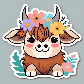 Cute cow sticker