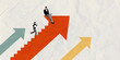 © itchaznong - Contemporary art collage of business. employee moving forward to success. Concept of business, finance, economy, professionalism and success