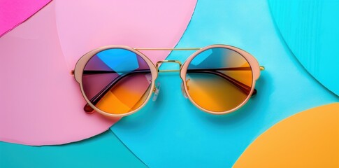 Poster - Pastel Sunglasses Serenade: Fashionably Cool on a Soft Background