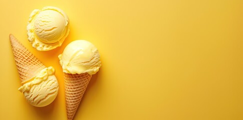 Poster - Beachside Delights: Embracing the Yellow Ice Cream on a Lively Canvas