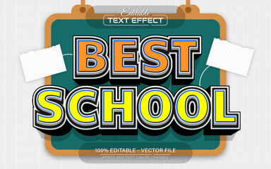 Canvas Print - Best school text effect 3d style editable