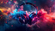 © Formoney - A pair of headphones is surrounded by colorful sparks and smoke