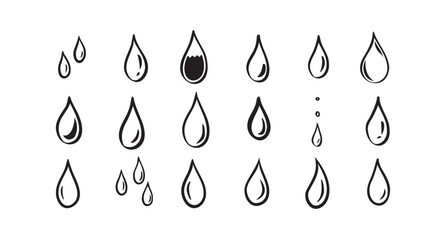 Hand drawn doodle water drop. Water drops icons