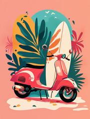 Poster - scooter on the beach