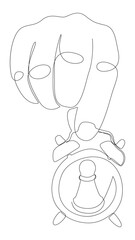 Poster - One continuous line of alarm clock with Chess Pawn. Thin Line Illustration vector concept. Contour Drawing Creative ideas.