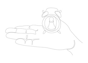 Poster - One continuous line of alarm clock with Chess Pawn. Thin Line Illustration vector concept. Contour Drawing Creative ideas.