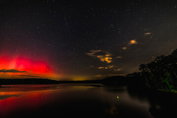Wall Mural - northern lights over lake