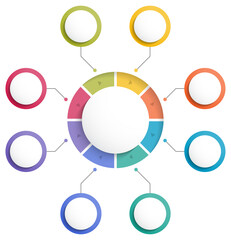 Poster - Circle infographic template with eight steps or options, process chart