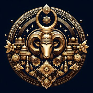 AI Generate of Premium Luxury Vector of Happy Eid al-Adha, Vector, Symbol, Logo, Idul Adha.