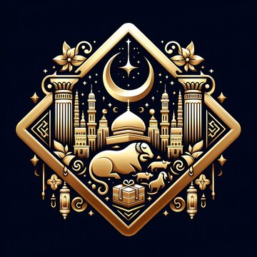 AI Generate of Premium Luxury Vector of Happy Eid al-Adha, Vector, Symbol, Logo, Idul Adha.