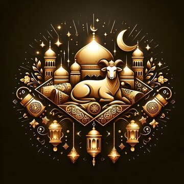 AI Generate of Premium Luxury Vector of Happy Eid al-Adha, Vector, Symbol, Logo, Idul Adha.
