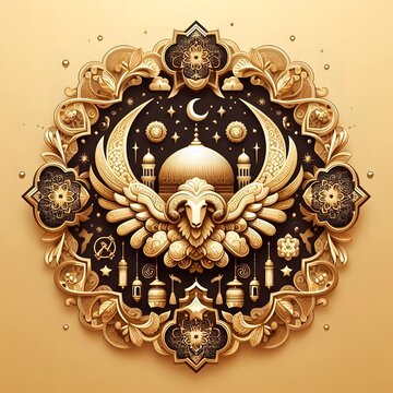 AI Generate of Premium Luxury Vector of Happy Eid al-Adha, Vector, Symbol, Logo, Idul Adha.