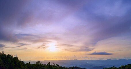 Wall Mural - Beautiful 4K Time lapse of Majestic sunrise or sunset clouds sky landscape,Amazing colorful light of nature cloudscape sky background