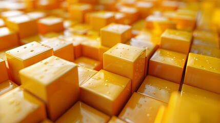 Leinwandbilder - Yellow abstract background created by squares lined up neatly.