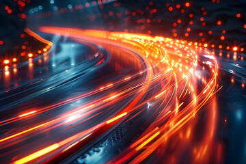 Sticker - Captivating Light Trail Streaks Depicting Futuristic Urban Motion and Velocity